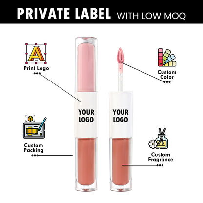 27-Color 2-in-1 DUO Lip Gloss Nude Shimmer with Double Heads Hot Selling