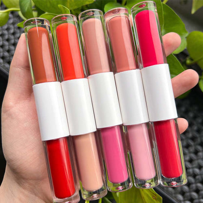 27-Color 2-in-1 DUO Lip Gloss Nude Shimmer with Double Heads Hot Selling