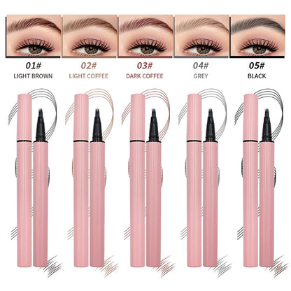 5 Color Liquid Eyebrow Pencil Waterproof Non-Smudge Four-Pronged Brow Pen
