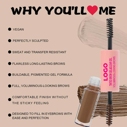 4-Color 2-in-1 Transparent Brow Gel Waterproof Long-Lasting Brow Mascara