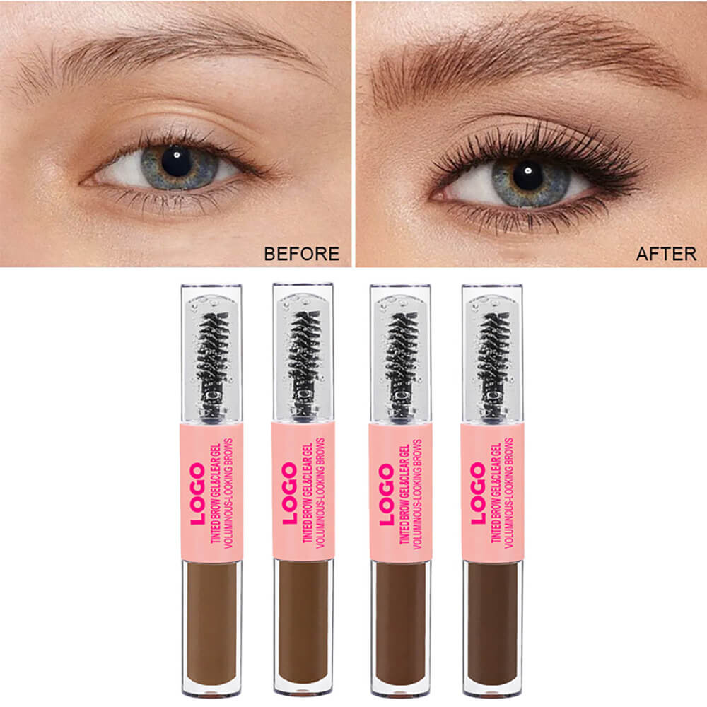 4-Color 2-in-1 Transparent Brow Gel Waterproof Long-Lasting Brow Mascara