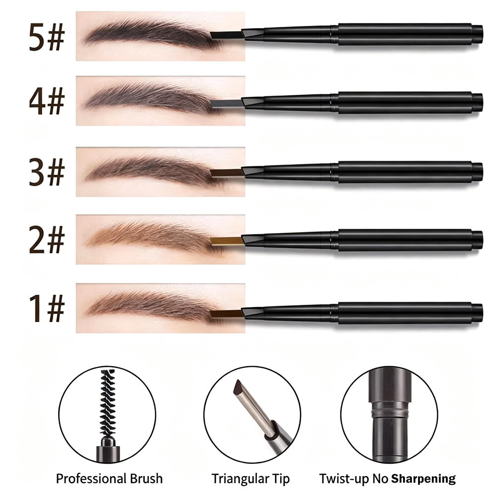 5 Color Eyebrow Pencil Double-Ended Brow Pen Long Lasting Waterproof