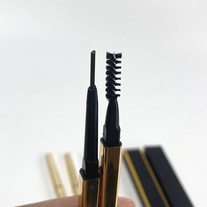 5 color gold eyebrow pencil with brush waterproof triangular rotating