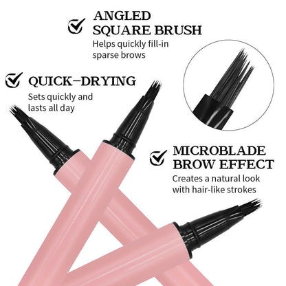 5 color liquid eyebrow pencil waterproof non-smudge four-pronged brow pen