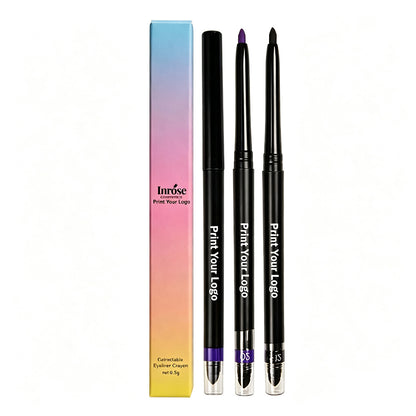 12 Color Eyeliner Pencil Cream Rotating Waterproof Thin-Tip Long Lasting Vegan