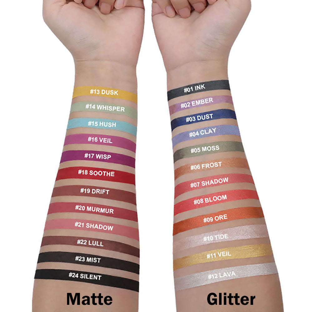 24-Color Eyeliner Gel Matte & Shimmer Waterproof High Pigmented Long-Lasting
