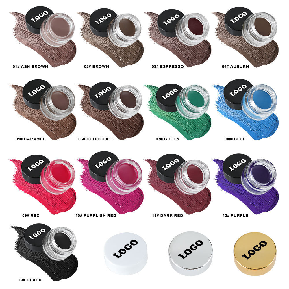13-Color Eyeliner Gel Cream Waterproof Eyebrow Gel Long-Lasting Private Label