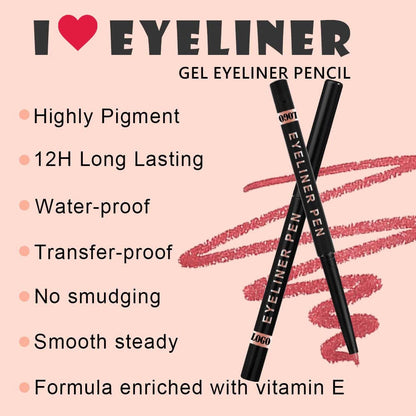24-Color Eyeliner Gel Matte & Shimmer Waterproof High Pigmented Long-Lasting