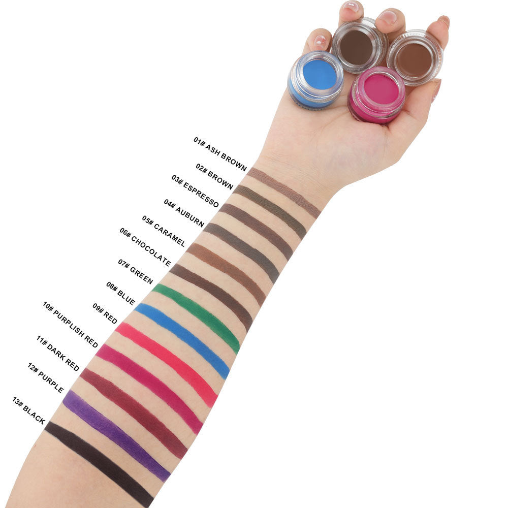 13-Color Eyeliner Gel Cream Waterproof Eyebrow Gel Long-Lasting Private Label