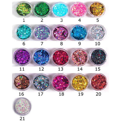 21 color diy eyeshadow gel shiny glitter nails powder