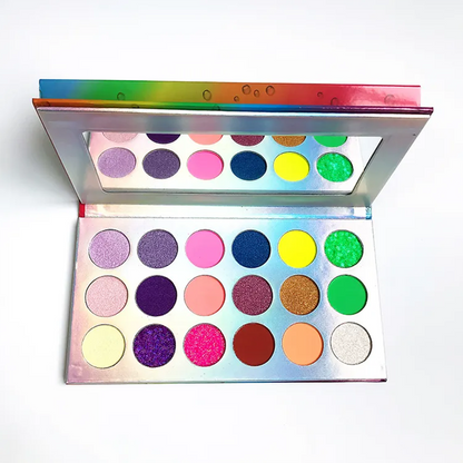 18 color eyeshadow palette luminous rainbow colorful waterproof
