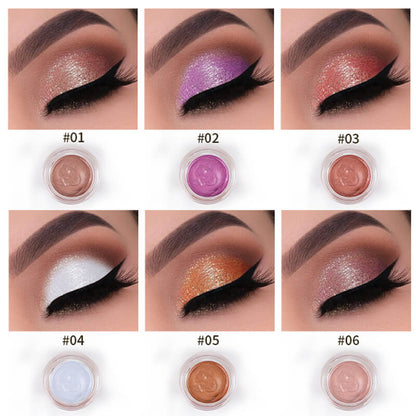 6 color eyeshadow gel liquid highlighter high pigment shimmer