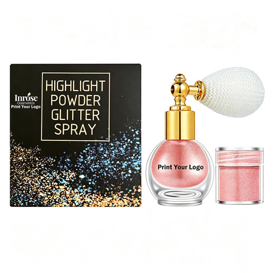 14 Color Highlighter Powder Glitter Luminous Spray Face Body Hair (1 Bottle Spray + 1 Refill)