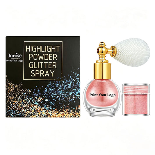 14 Color Highlighter Powder Glitter Luminous Spray Face Body Hair (1 Bottle Spray + 1 Refill)