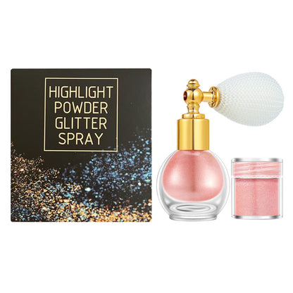 14 color highlighter powder glitter luminous spray face body hair (1 bottle spray + 1 refill)