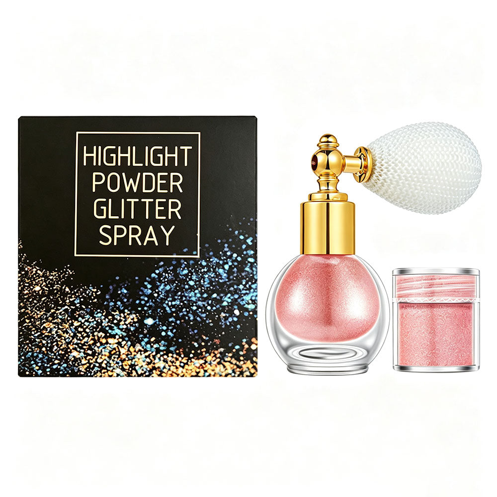 14 Color Highlighter Powder Glitter Luminous Spray Face Body Hair (1 Bottle Spray + 1 Refill)
