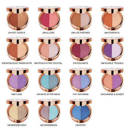 15 Color Two In One Eyeshadow Powder High Pigmented Duo Eyeshadow Vegan