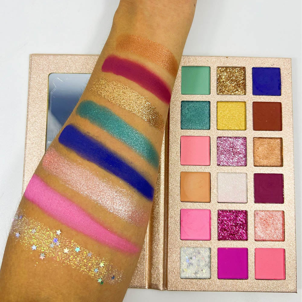 18 Color Rose Gold Eyeshadow Palette Matte Glitter Natural High Pigmented