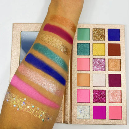 18 Color Rose Gold Eyeshadow Palette Matte Glitter Natural High Pigmented