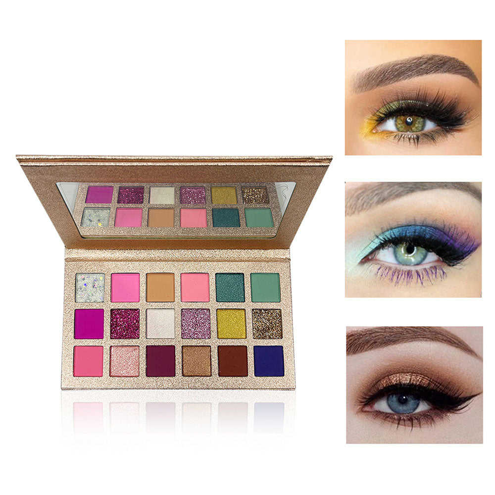 18 Color Rose Gold Eyeshadow Palette Matte Glitter Natural High Pigmented