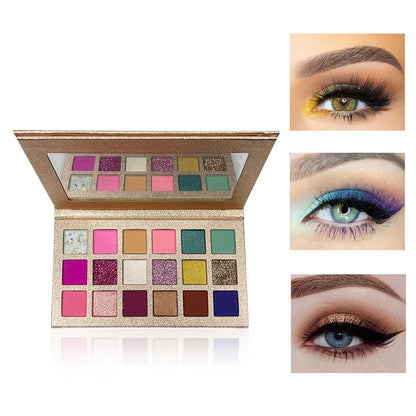 18 Color Rose Gold Eyeshadow Palette Matte Glitter Natural High Pigmented
