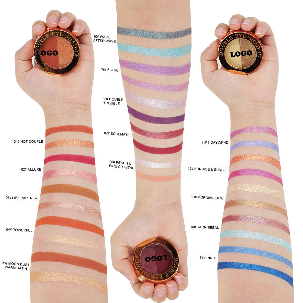15 Color Two In One Eyeshadow Powder High Pigmented Duo Eyeshadow Vegan