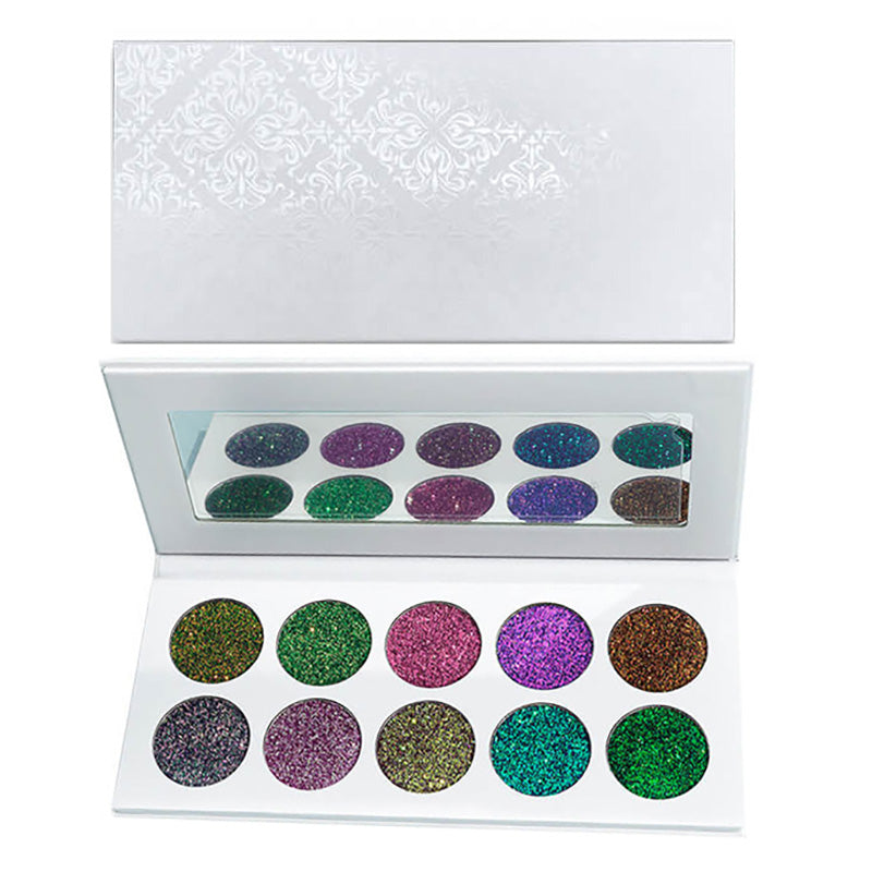 10 color glitter eyeshadow palette chameleon shining eye makeup
