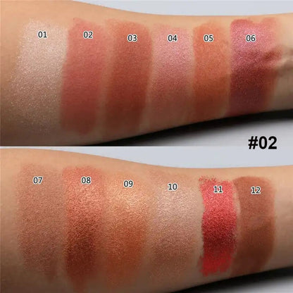 12 color eyeshadow palette high pigmented long lasting with mirror