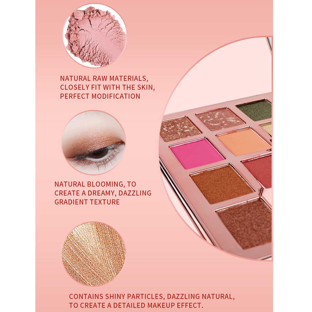 12 Color Eyeshadow Palette Nude Glitter Baked Powder High Pigmented Long Lasting Vegan