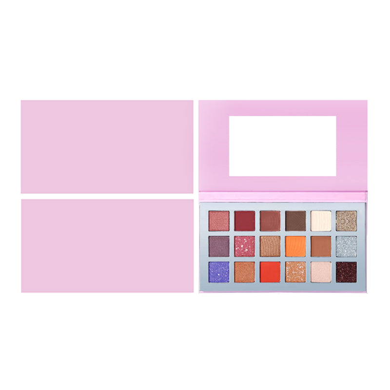 18 color pink eyeshadow palette matte shimmer non-smudge long lasting