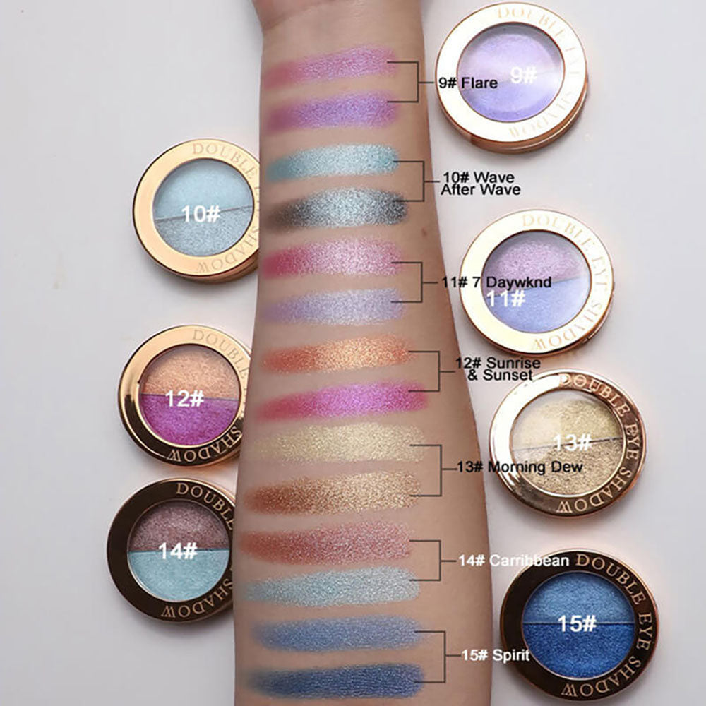 15 Color Two In One Eyeshadow Powder High Pigmented Duo Eyeshadow Vegan