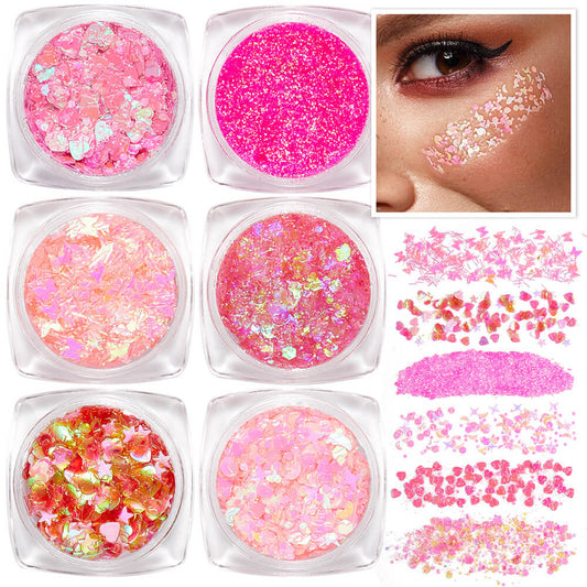 6 color eyeshadow gel glitter gel flash gelatin face body hair stage makeup
