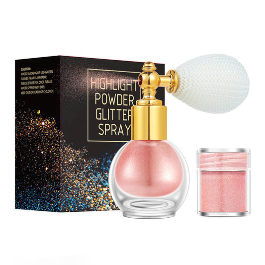 14 color highlighter powder shimmer glitter spray face body hair (1 bottle of spray + 1 refill)