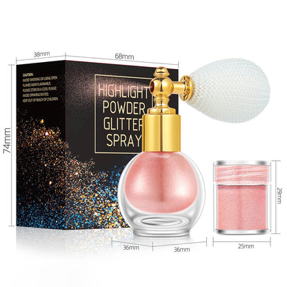 14 color highlighter powder shimmer glitter spray face body hair (1 bottle of spray + 1 refill)
