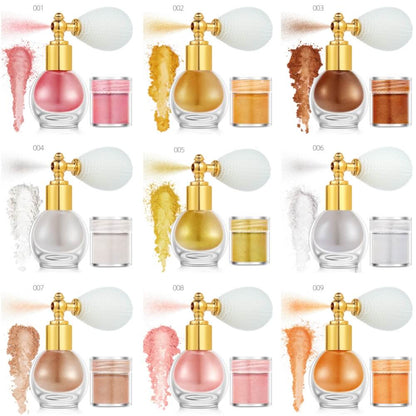 14 color highlighter powder shimmer glitter spray face body hair (1 bottle of spray + 1 refill)