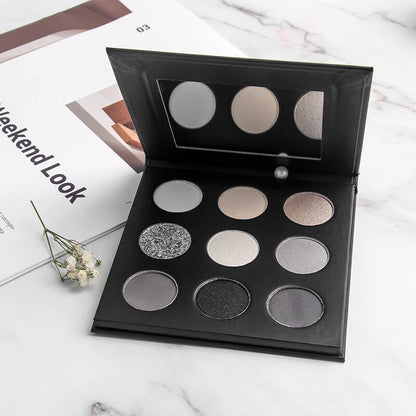 9 color matte eyeshadow palette smoky black high pigmented
