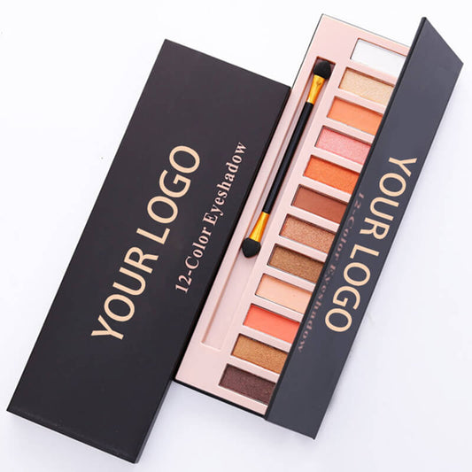 12 color eyeshadow palette matte shimmer non-smudge with brush