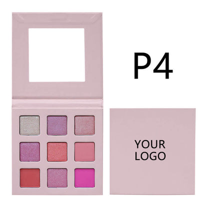 9 color pink eyeshadow palette high pigmented waterproof no logo