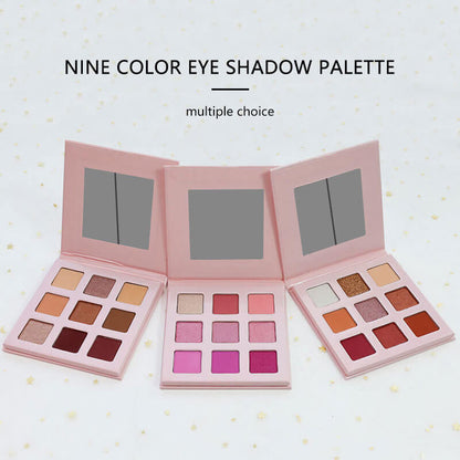 9 color pink eyeshadow palette high pigmented waterproof no logo