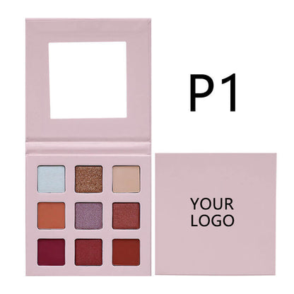 9 color pink eyeshadow palette high pigmented waterproof no logo