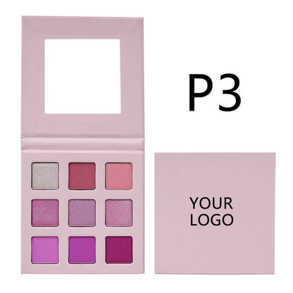 9 color pink eyeshadow palette high pigmented waterproof no logo