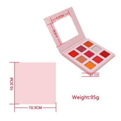 9 color pink eyeshadow palette high pigmented waterproof no logo
