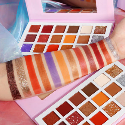 18 color eyeshadow palette matte shimmer non-smudge long lasting