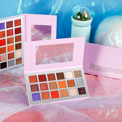 18 color eyeshadow palette matte shimmer non-smudge long lasting