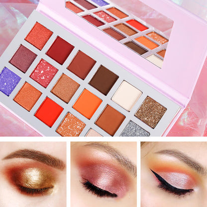 18 color eyeshadow palette matte shimmer non-smudge long lasting