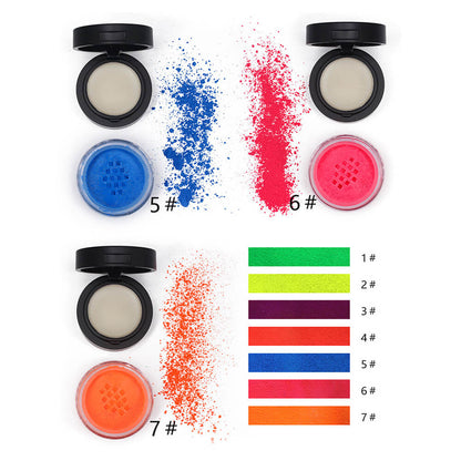 7-Color Neon Fluorescent Eyeshadow Powder High-Shine Loose Pigment