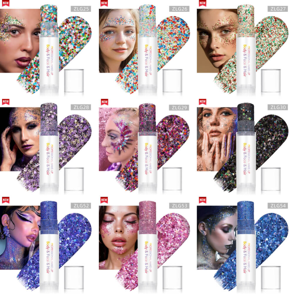 27 color glitter stick face body paint glitter gel mermaid eyeshadow makeup