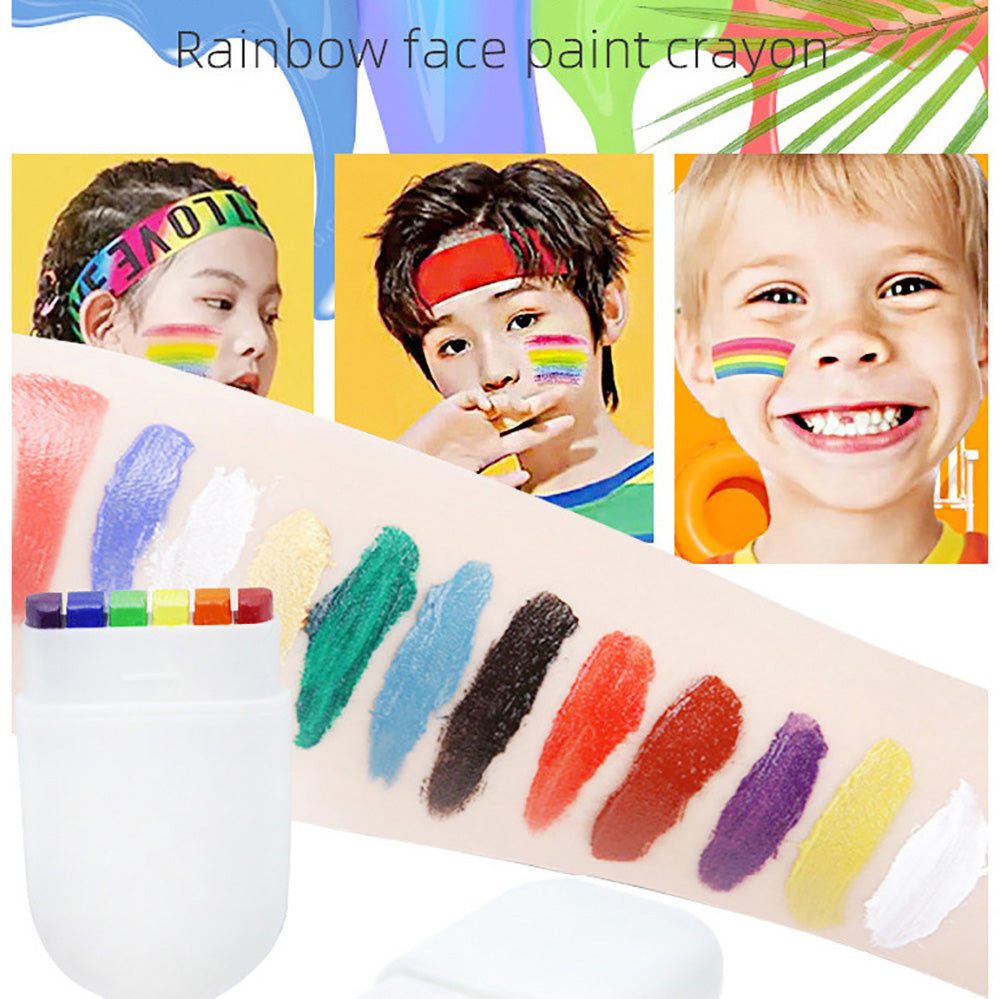 6-Color Face Body Paint Mini World Cup Rainbow Stripe Fan Event Face Drawing Crayons