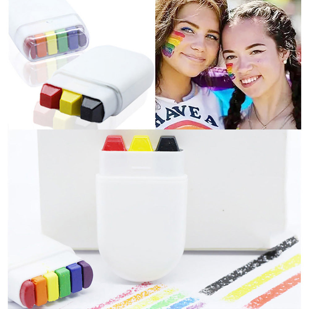6-Color Face Body Paint Mini World Cup Rainbow Stripe Fan Event Face Drawing Crayons