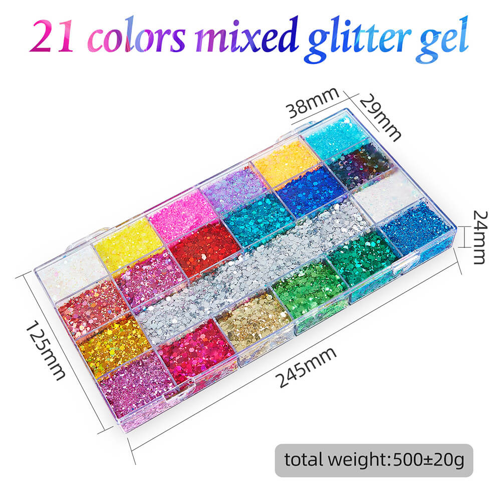 21 color highlight powder glitter gel adhesive-free face body sequin makeup